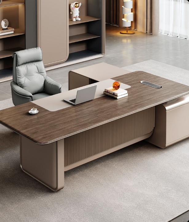 Contemporary office with a work table and natural light